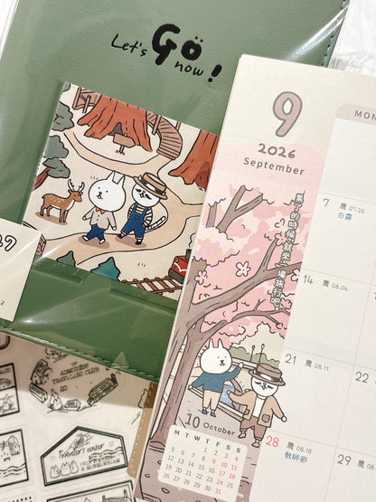 9 月可使用‼️ 台灣 跟兔子環遊世界 皮革封面 月周計劃2026/2027 B6 Schedule