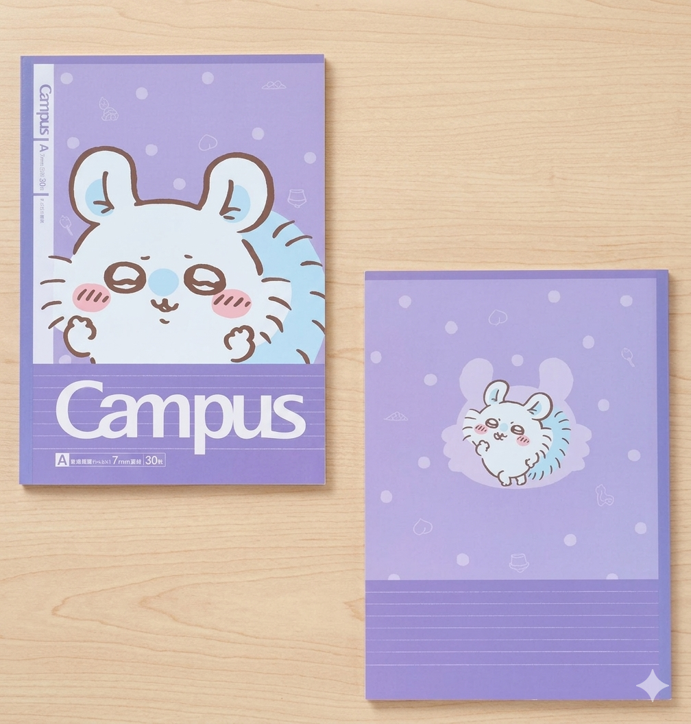 Chiikawa x Campus 大頭照片系列橫線筆記本套裝 - 一套5 入* [預購貨品，下單後14天出貨]