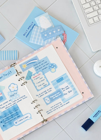 韓國Monolike 藍色系拼貼素材包 Blue Sherbet Label Stickers Pack *可書寫* [預購貨品，下單後14天出貨]