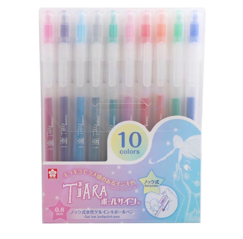 日本SAKURA TIARA 寶石系列閃令令按壓式 Gel Ink Pen Set ( 一套10 枝）