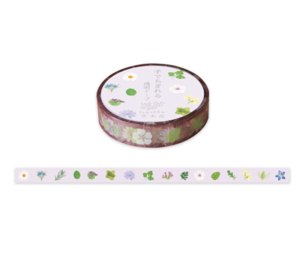 日本Somokka 草木花系列透明幼身紙膠帶 - 紫色篇