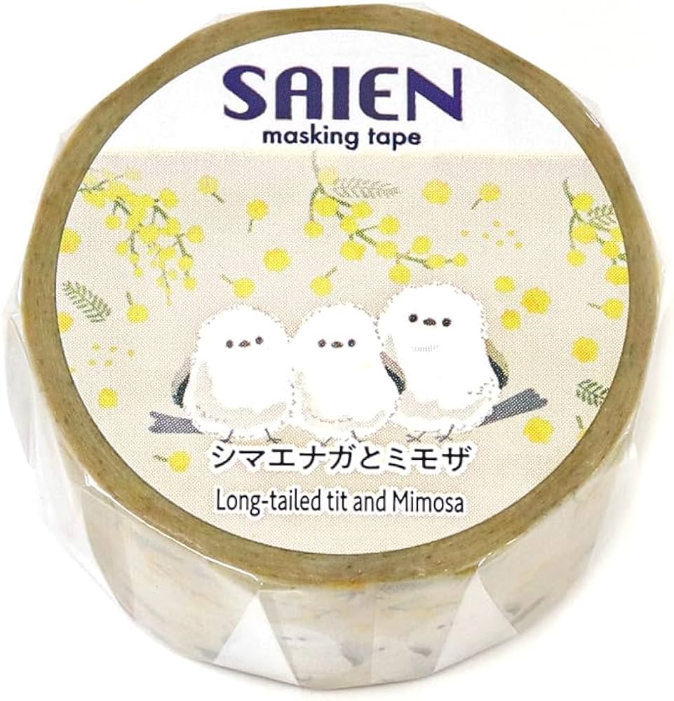 日本 Saien 和紙  20mm 紙膠帶 - 雪鳥與含羞草