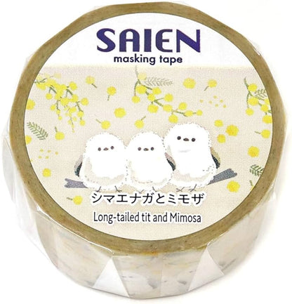 日本 Saien 和紙  20mm 紙膠帶 - 雪鳥與含羞草