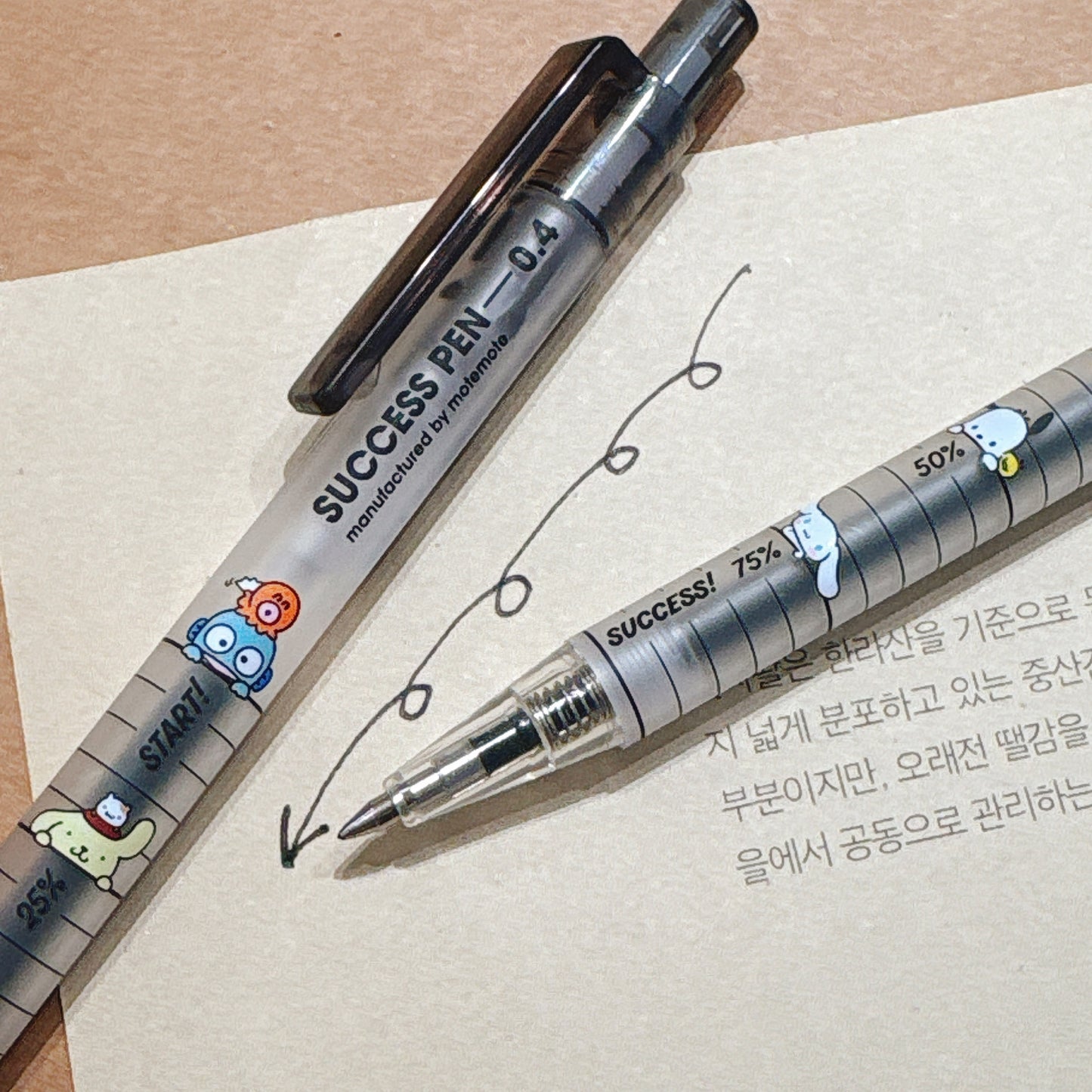 Sanrio 聯乘特別版 韓國Mote記錄你的努力成功之筆0.4mm  （黑色）