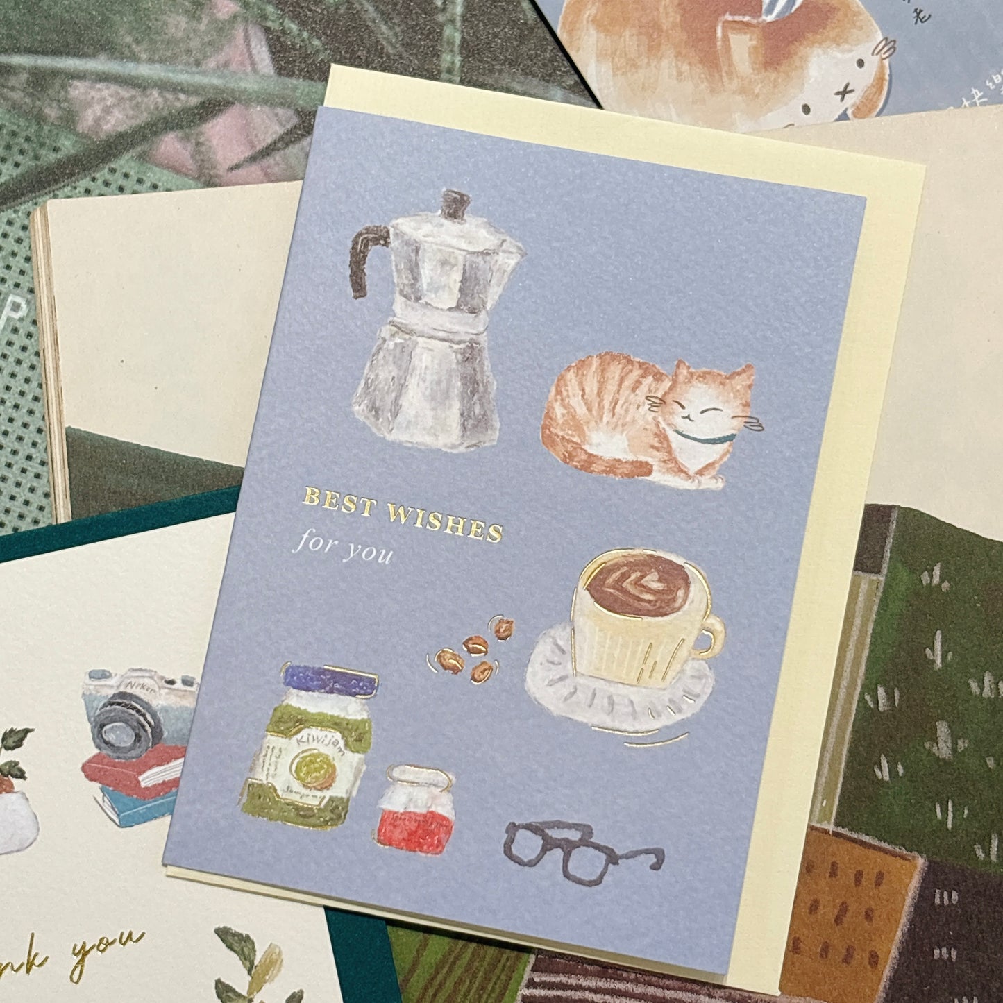 台灣手繪燙金心意卡— Best wish for you