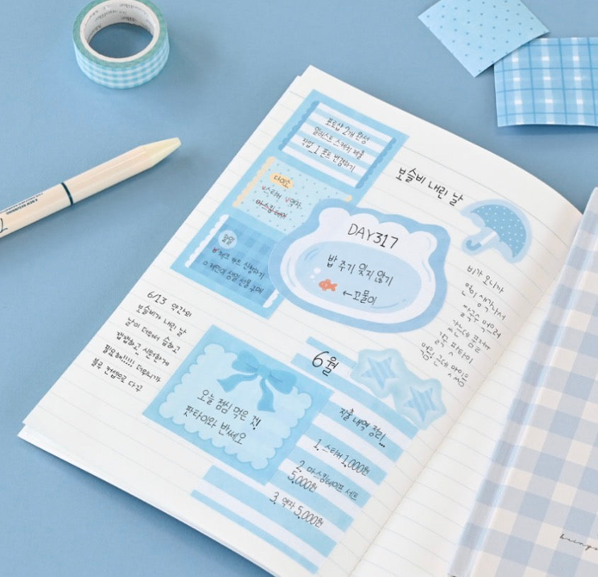 韓國Monolike 藍色系拼貼素材包 Blue Sherbet Label Stickers Pack *可書寫* [預購貨品，下單後14天出貨]