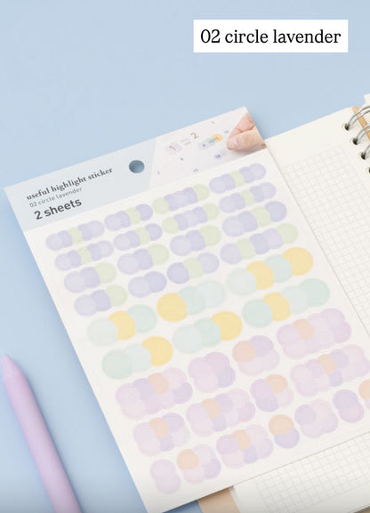 韓國Full design Useful Highlight Stickers - 2 張入 (3 色設計）