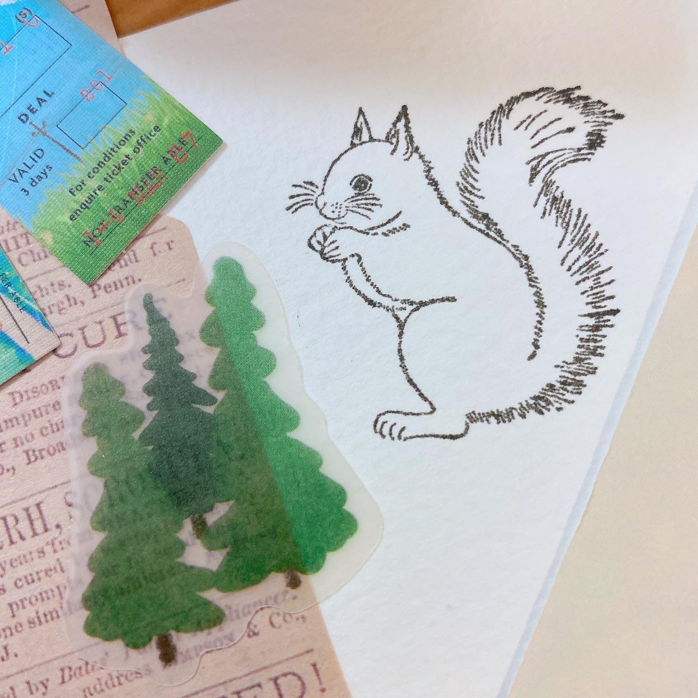 日本木製印章 - 小小松鼠