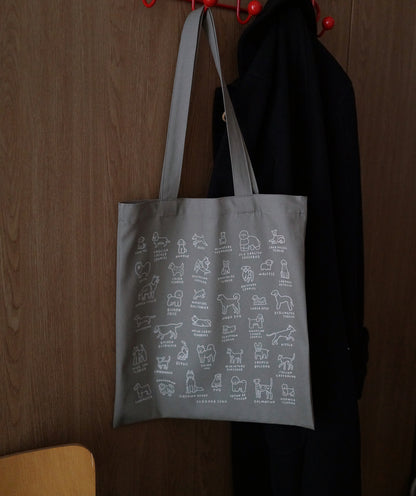 小狗家族淺灰色帆布Totebag -  (2星期後到貨）