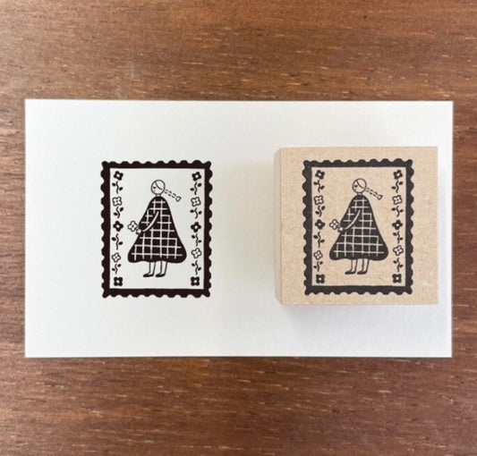 日本 Marche Stamp 印章 - 花束女孩（花邊）