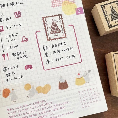 日本 Marche Stamp 印章 - 花束女孩（花邊）
