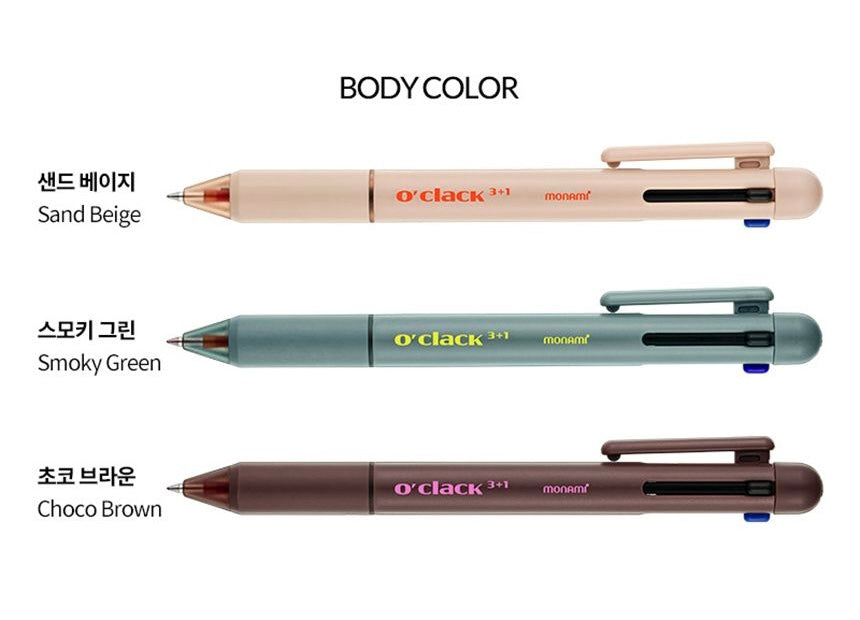 韓國Monami 3 + 1 三色筆連鉛芯筆二合一 ---- 4 色顏擇
