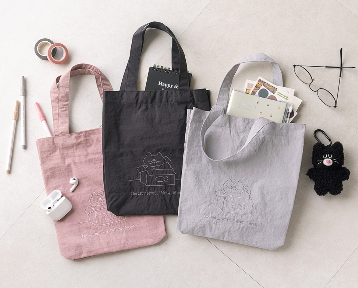 韓國 Mogry Cat 撥水可摺疊 mini Tote* [預購貨品，下單後14天出貨]