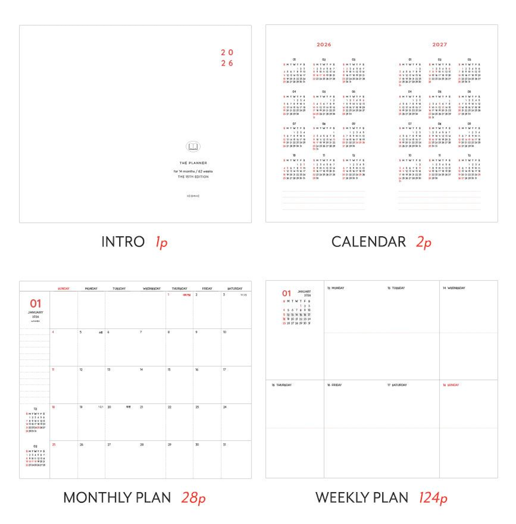 韓國 2026 Iconic Office Pocket Planner 🌈月週計劃Schedule * [預購貨品，下單後14天出貨]