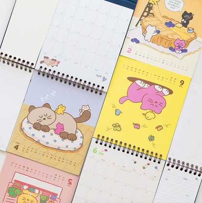 2026 韓國 Mogry Cat Twin Calender 桌面月曆 (with Memo Pad) * [預購貨品，下單後14天出貨]
