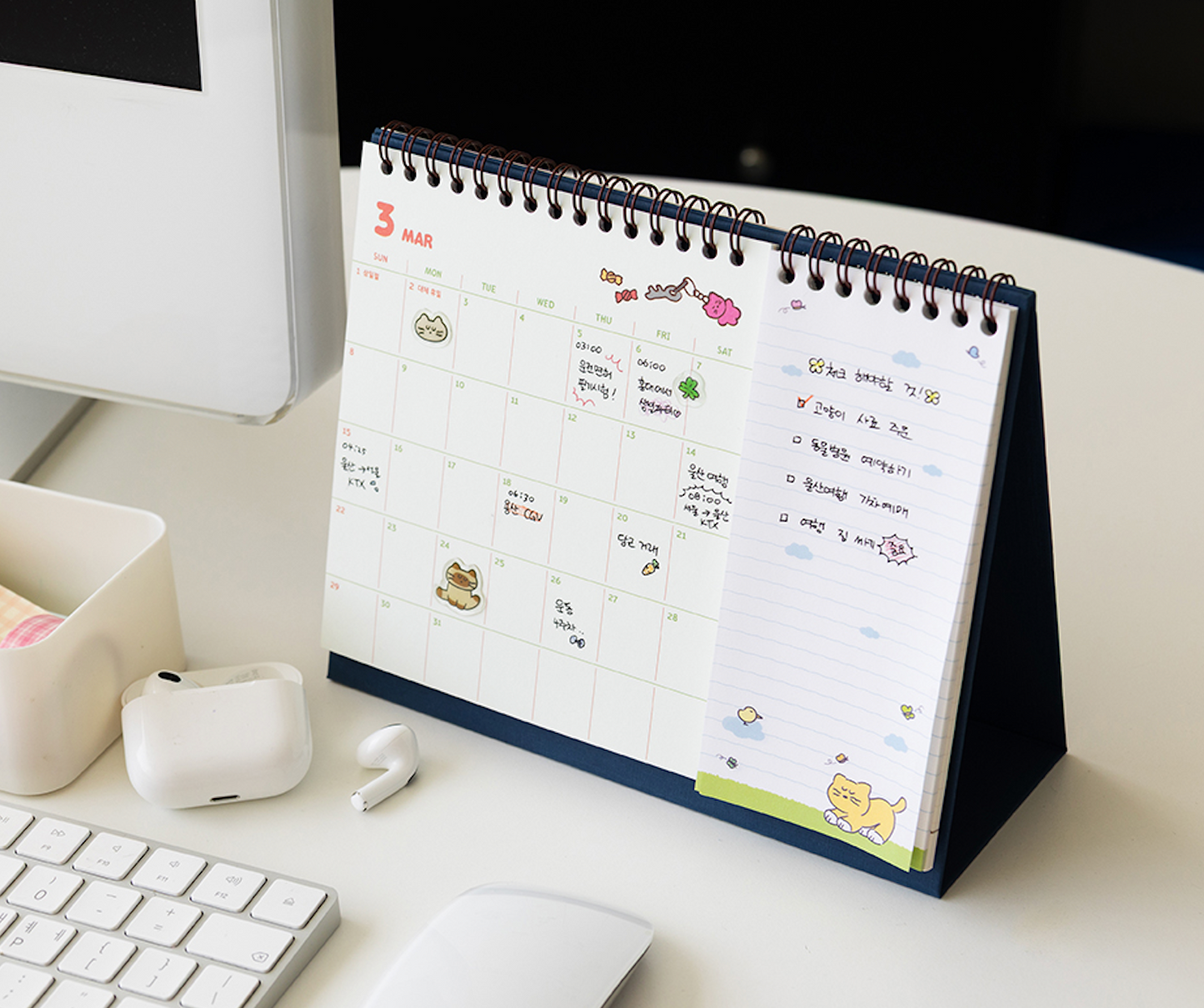 2026 韓國 Mogry Cat Twin Calender 桌面月曆 (with Memo Pad) * [預購貨品，下單後14天出貨]