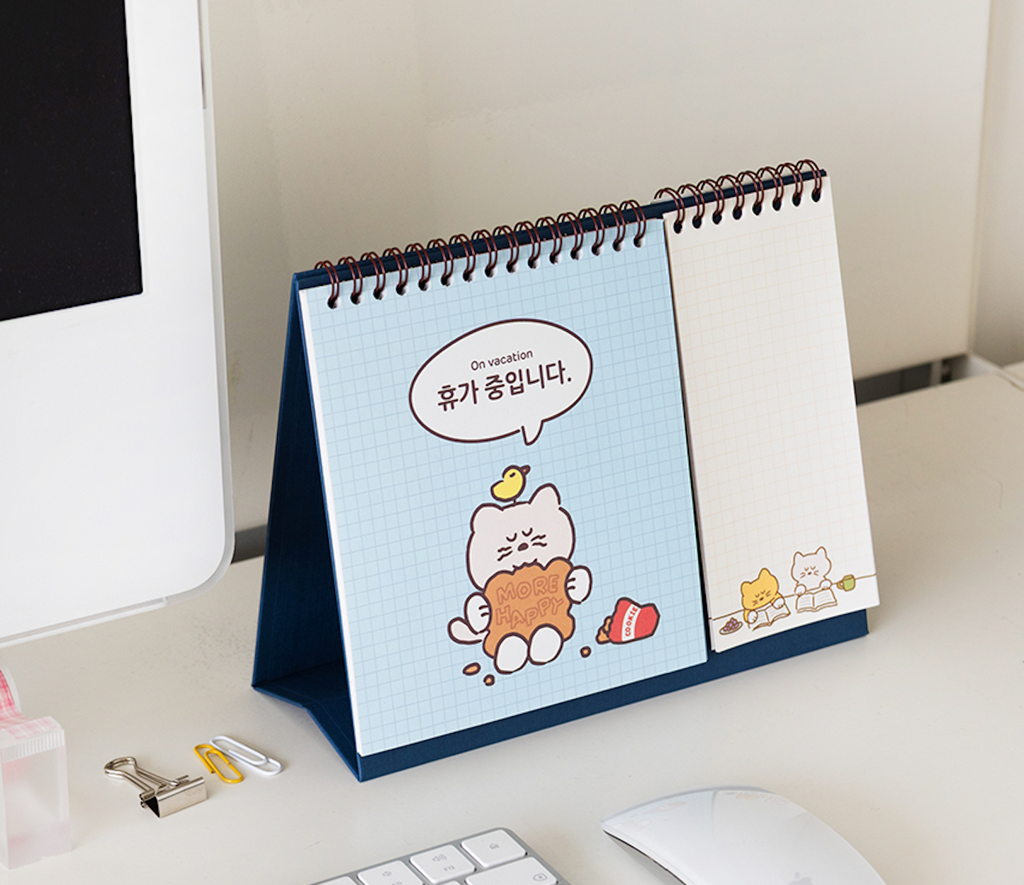 2026 韓國 Mogry Cat Twin Calender 桌面月曆 (with Memo Pad) * [預購貨品，下單後14天出貨]