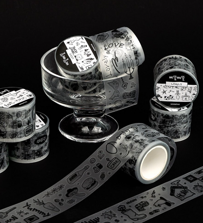 韓國 黑白塗鴉 Roll Stickers - （可獨立撕下每一粒）[預購貨品］