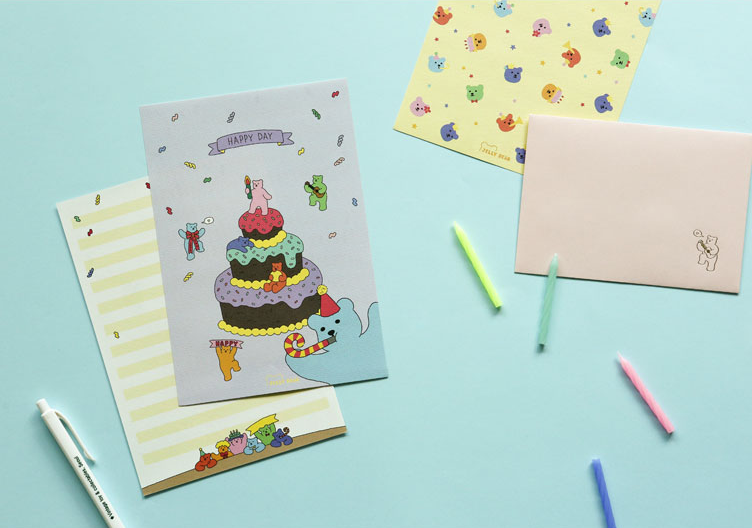 韓國 Jelly Bear 信紙套裝 - 4種設計  [預購貨品，下單後14天出貨]