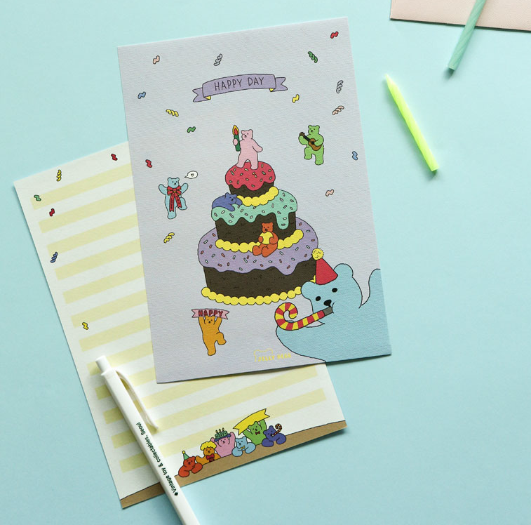 韓國 Jelly Bear 信紙套裝 - 4種設計  [預購貨品，下單後14天出貨]