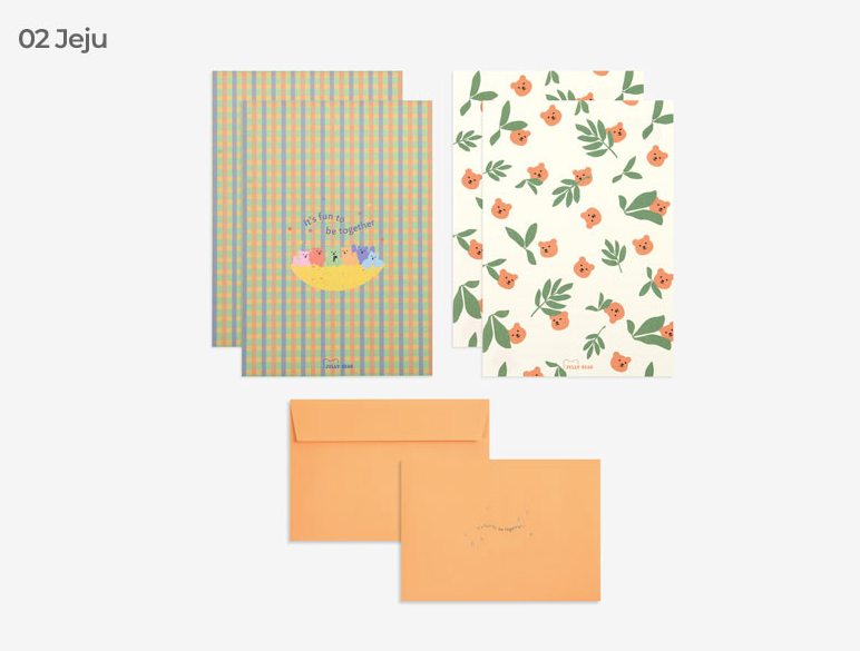 韓國 Jelly Bear 信紙套裝 - 4種設計  [預購貨品，下單後14天出貨]