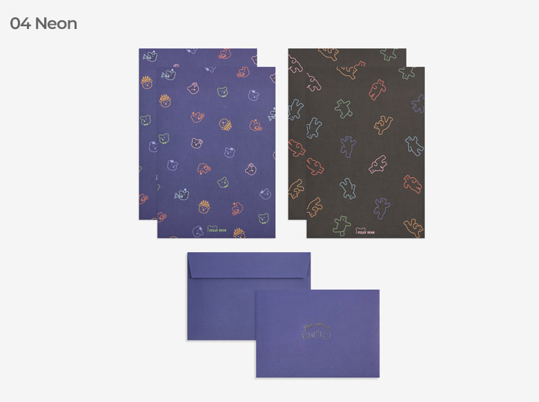 韓國 Jelly Bear 信紙套裝 - 4種設計  [預購貨品，下單後14天出貨]