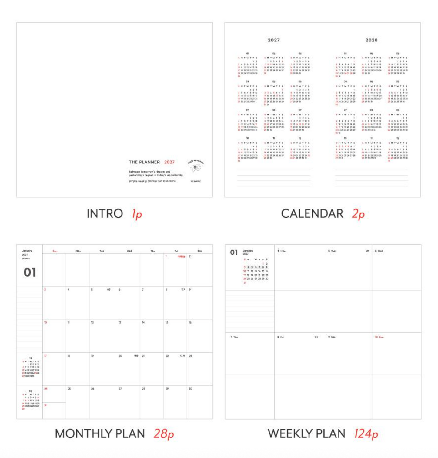 韓國 2027 Iconic Office Planner Pocket size 🌈月週計劃Schedule * [預購貨品，下單後14天出貨]