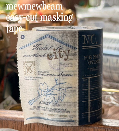 韓國Mewmewbeam 復古票根藍白 易撕紙膠帶 - 5米裝 *[預購貨品，下單後14天出貨]