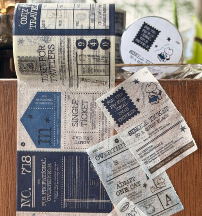 韓國Mewmewbeam 復古票根藍白 易撕紙膠帶 - 5米裝 *[預購貨品，下單後14天出貨]