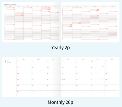韓國 2027 PlanB. 橫向 🌈月週計劃Schedule * [預購貨品，下單後14天出貨]