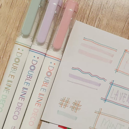 韓國 Double Line 雙頭柔和色系螢光筆套裝 (一套3枝）