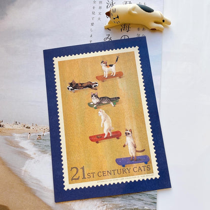 日本 Pottering Cats 貓咪館藏 Stamp Postcard系列