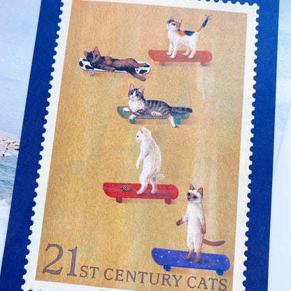 日本 Pottering Cats 貓咪館藏 Stamp Postcard系列