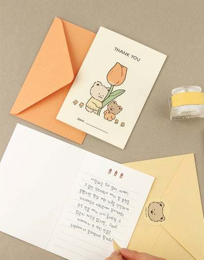 韓國Little Fluffy Bear 心意卡系列 - 送你一枝鬱金香 (Thank You)